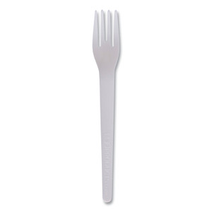 Eco-Products Plantware Compostable Cutlery, Fork, Plastic, White, 1,000/Carton View Product Image