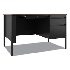 Hirsh Industries Teachers Pedestal Desks, One Right-Hand Pedestal: Box/File Drawers, 48" x 30" x 29.5", Walnut/Black View Product Image