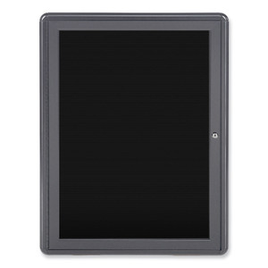 Ghent Enclosed Letterboard, 24.13" x 33.75", Black Surface, Powder-Coated Gray Aluminum Frame View Product Image