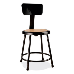 NPS 6200 Series Heavy Duty Stool with Backrest, Supports Up to 500 lb, 18" Seat Height, Brown Seat, Black Back/Base View Product Image