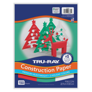 Pacon Tru-Ray Construction Paper, 70 lb Text Weight, 9 x 12, Assorted Holiday Colors, 150/Pack View Product Image
