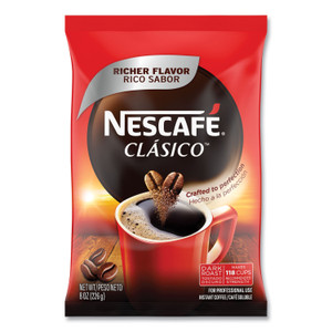 Nescaf Clasico Dark Roast Instant Coffee, 8 oz, 12/Carton View Product Image