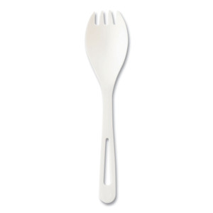 World Centric TPLA Compostable Cutlery, Spork, Plastic, White, 1,000/Carton View Product Image