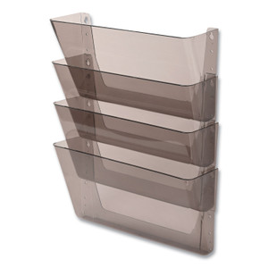 deflecto DocuPocket Stackable Four-Pocket Wall File, 4 Sections, Letter Size, 13" x 4", Smoke (DEF73402) View Product Image