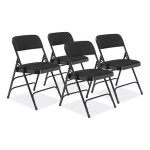 NPS 2300 Series Fabric Upholstered Triple Brace Premium Folding Chair, Supports Up to 500 lb, Midnight Black, 4/Carton View Product Image