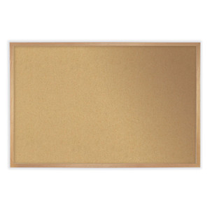 Ghent Natural Cork Bulletin Board with Wood Frame, 48.5" x 48.5", Tan Surface, Oak Finished Wood Frame View Product Image