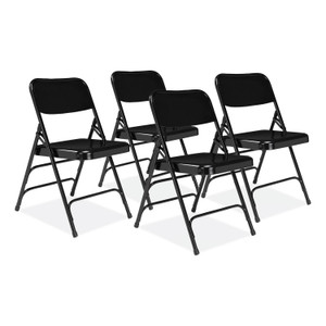 NPS 300 Series Deluxe All-Steel Triple Brace Folding Chair, Supports Up to 480 lb, 17.25" Seat Height, Black, 4/Carton View Product Image
