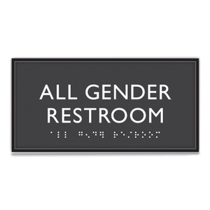 Headline Sign ADA Sign, All Gender Restroom, Plastic, 4 x 4, Clear/White View Product Image