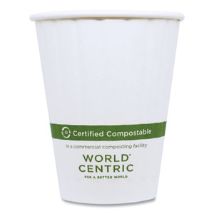World Centric Double Wall Paper Hot Cups, 12 oz, White, 1,000/Carton View Product Image