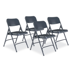NPS 200 Series Premium All-Steel Double Hinge Folding Chair, Supports Up to 500 lb, 17.25" Seat Height, Blue, 4/Carton View Product Image