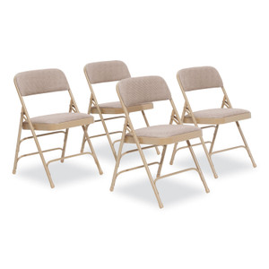 NPS 2300 Series Fabric Triple Brace Double Hinge Premium Folding Chair, Supports Up to 500 lb, Cafe Beige, 4/Carton View Product Image