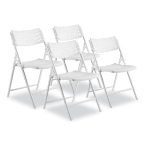 NPS AirFlex Series Premium Poly Folding Chair, Supports Up to 1,000 lb, 17.25" Seat Height, White Seat/Back/Base, 4/Carton View Product Image