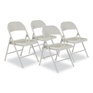 BASICS by NPS 900 Series All-Steel Folding Chair, Supports Up to 250 lb, 17.75" Seat Height, Gray Seat, Gray Back, Gray Base, 4/Cartpn View Product Image