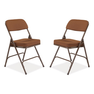 NPS 3200 Series Premium Fabric Dual-Hinge Folding Chair, Supports Up to 300 lb, Gold Seat, Gold Back, Brown Base, 2/Carton View Product Image