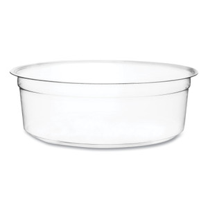 Vegware Round Deli Pots, Compostable, 8 oz, 4.6" Diameter x 1.5" h, Clear, Plastic, 500/Carton View Product Image