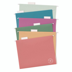 U Brands U-Eco Hanging File Folders, Letter Size, 1/5-Cut Tabs, Assorted, 12/Pack View Product Image