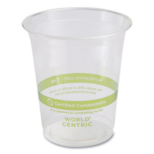 World Centric PLA Clear Cold Cups, 7 oz, Plastic, Clear, 2,000/Carton View Product Image