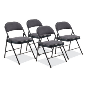 BASICS by NPS 970 Series Fabric Padded Steel Folding Chair, Supports Up to 250 lb, 17.75" Seat Height, Star Trail Blue, 4/Carton View Product Image