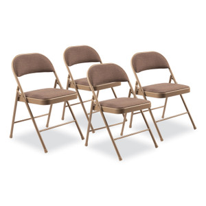 BASICS by NPS 970 Series Fabric Padded Steel Folding Chair, Supports Up to 250 lb, 17.75" Seat Height, Star Trail Brown, 4/Carton View Product Image