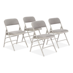 NPS 2300 Series Fabric Triple Brace Double Hinge Premium Folding Chair, Supports Up to 500 lb, Greystone, 4/Carton View Product Image