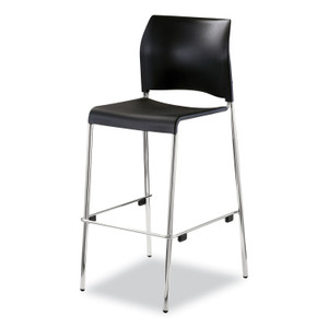 NPS Cafetorium Bar Height Stool, Supports Up to 500 lb, 31" Seat Height, Black Seat, Black Back, Chrome Base View Product Image