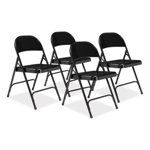 NPS 50 Series All-Steel Folding Chair, Supports Up to 500 lb, 16.75" Seat Height, Black Seat, Black Back, Black Base, 4/Carton View Product Image