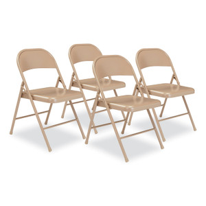 BASICS by NPS 900 Series All-Steel Folding Chair, Supports Up to 250 lb, 17.75" Seat Height, Beige Seat, Beige Back, Beige Base, 4/Carton View Product Image