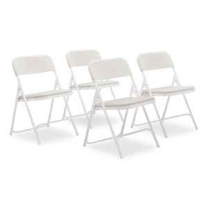 NPS 800 Series Plastic Folding Chair, Supports Up to 500 lb, 18" Seat Height, Bright White Seat, White Base, 4/Carton View Product Image