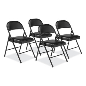 BASICS by NPS 950 Series Vinyl Padded Steel Folding Chair, Supports Up to 250 lb, 17.75" Seat Height, Black, 4/Carton View Product Image