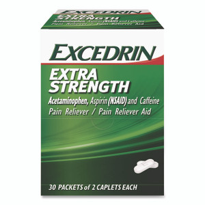 Excedrin X-Strength Caplets, 2 Caplets/Packet, 30 Packets/Box View Product Image