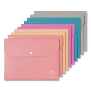 U Brands U-Eco Document Holder, 0.59" Expansion, 1 Section, Snap Button Closure, Letter Size, Assorted Colors, 10/Pack View Product Image