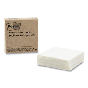 Post-it Transparent Notes, Unruled, 3" x 3", Transparent, 36 Sheets/Pad, 10 Pads/Pack View Product Image