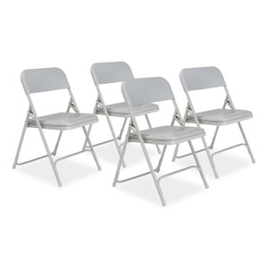 NPS 800 Series Premium Plastic Folding Chair, Supports Up to 500 lb, 18" Seat Height, Gray Seat, Gray Back, Gray Base, 4/Carton View Product Image