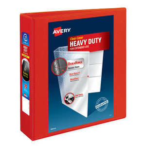 Avery Heavy-Duty View Binder with DuraHinge and One Touch EZD Rings, 3 Rings, 2" Capacity, 11 x 8.5, Red, 6/Carton View Product Image
