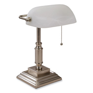 V-Light LED Bankers Lamp with Frosted Shade, 14.75" High, Brushed Nickel View Product Image