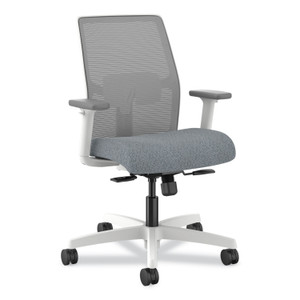HON Ignition 2.0 Mid-Back Mesh Task Chair, Posture Lock, Up to 300lb, Basalt Seat, Fog Back/White Base View Product Image