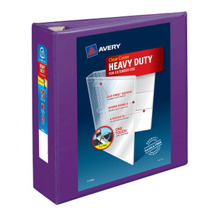 Avery Heavy-Duty View Binder with DuraHinge and One Touch EZD Rings, 3 Rings, 3" Capacity, 11 x 8.5, Purple, 4/Carton View Product Image