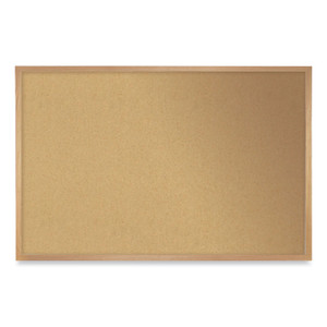 Ghent Natural Cork Bulletin Board with Wood Frame, 60.5" x 36.5", Tan Surface, Oak Finished Wood Frame View Product Image