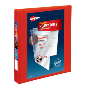 Avery Heavy-Duty View Binder with DuraHinge and One Touch EZD Rings, 3 Rings, 1" Capacity, 11 x 8.5, Red, 12/Carton View Product Image