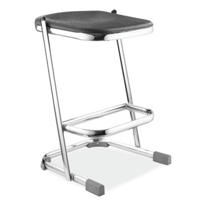 NPS 6600 Series Elephant Z-Stool, Backless, Supports Up to 500 lb, 24" Seat Height, Black Seat, Chrome Frame View Product Image