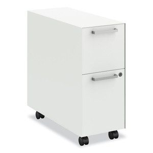 HON Fuse Mobile Slim Pedestal File, Left/Right, 2-Drawers: Box/File, Letter, Designer White, 10 x 23.25 x 21 View Product Image
