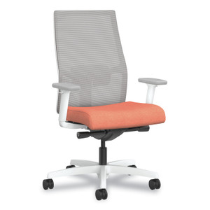 HON Ignition 2.0 4-Way Stretch Mid-Back Mesh Task Chair, White Lumbar Support, Passion Fruit Seat, Fog Back, White Base View Product Image