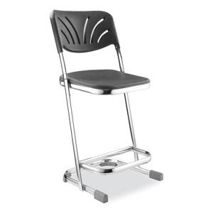 NPS 6600 Series Elephant Z-Stool With Backrest, Supports Up to 500 lb, 22" Seat Height, Black Seat, Black Back, Chrome Frame View Product Image