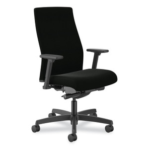 HON Ignition 2.0 Upholstered Mid-Back Task Chair, Supports Up to 300 lb, 17" to 21.5" Seat Height, Black Fabric Seat/Back View Product Image