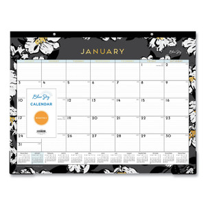 Blue Sky Baccara Dark Desk Pad, Baccara Dark Floral Artwork, 22 x 17, White/Black Sheets, Black Binding, 12-Month (Jan to Dec): 2024 View Product Image