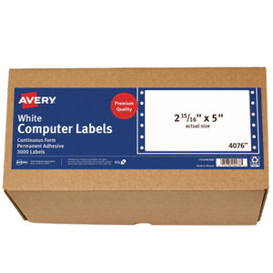 Avery Dot Matrix Printer Mailing Labels, Pin-Fed Printers, 2.94 x 5, White, 3,000/Box View Product Image