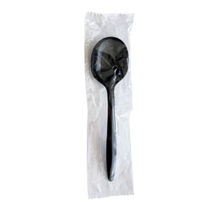 Boardwalk Mediumweight Wrapped Polypropylene Cutlery, Soup Spoon, Plastic, Black, 1,000/Carton View Product Image