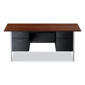 Alera Double Pedestal Steel Desk, 72" x 36" x 29.5", Mocha/Black (ALESD7236BM) View Product Image