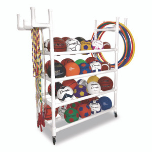 Champion Sports Equipment Cart, Plastic, 176 lb Capacity, 19 x 61 x 62, White View Product Image