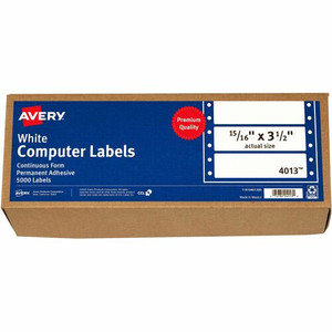 Avery Continuous Form Computer Labels - 3 1/2" Length - Permanent Adhesive - Rectangle - Dot Matrix - White Product Image 